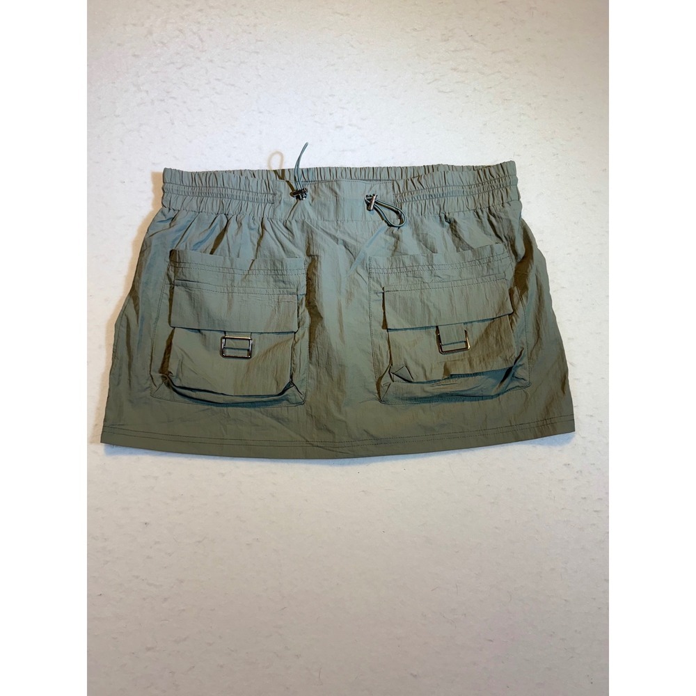 Fashion Nova Cargo Mini Skirt Utility Drawstring Elastic Waist Olive Green XL